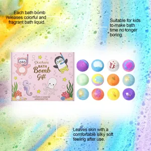 OCEAURA colorful bath bomb gift set 12 pack 600g fragrant bath fizzies for kids relaxation