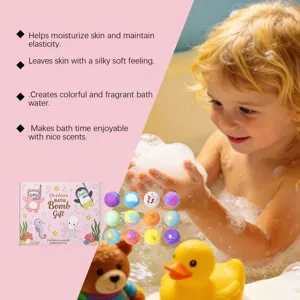 OceAura bath bomb gift set with 12 colorful scented balls for fun kids bath and skin care.