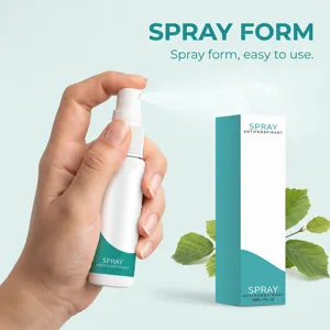Achsel-Antitranspirant-Spray Detailansicht, erfrischende Körperpflege-Sprühflasche in Anwendung.
