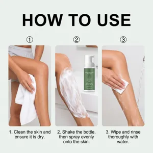 Aloe vera hair removal mousse spray, mild formula for smooth skin limbs care, easy to use 60ml.