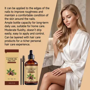 Huile de ricin bio pour cheveux, ongles et peau, flacon de 120ml avec pinceaux professionnels.