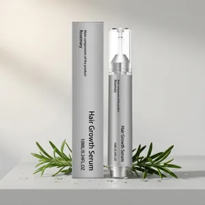 Detail view of gentle hair growth serum with rosemary, lightweight texture, easy to apply nourishing.