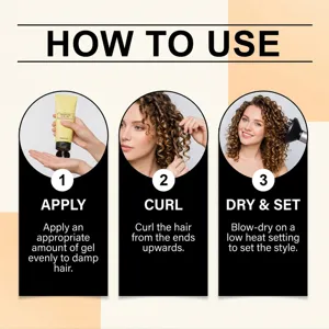 Enhancing curl gel for natural wavy hair styling, moisturizing formula for bouncy volume and care.
