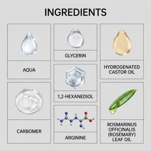 Scalp hair care essence core ingredients infographic displaying essential nourishing elements.