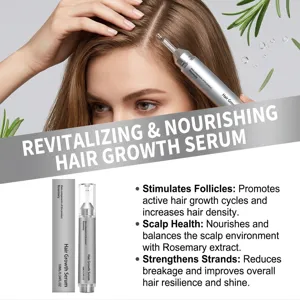 Rosemary scalp serum detail shot showing lightweight texture and easy application for hair.