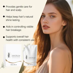 Rosemary amino acid shampoo detail view, showing product pouch, box packaging and features.