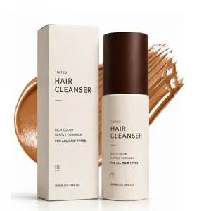 Detailed view of the tinted hair cleanser bottle and box showing the rich color formula clearly.