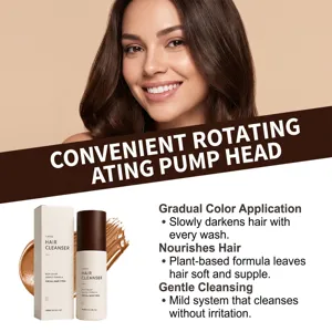 Tinted hair cleanser with gradual color application and plant-based formula for daily gentle care.