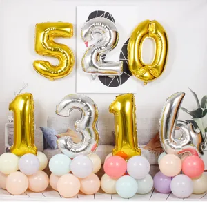 32 inch number foil balloons set for birthday party and room decoration backdrop.