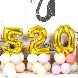Gold Silver Number Foil Balloons Digital Birthday Party Decoration For Kids Adult Room Background Wall Celebration