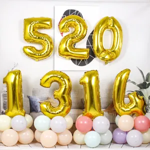 Gold digital foil balloons set for birthday party room decoration background wall 32 inch