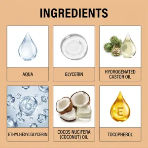 Multi-purpose coconut oil ingredient breakdown detail showing nourishing natural formula.