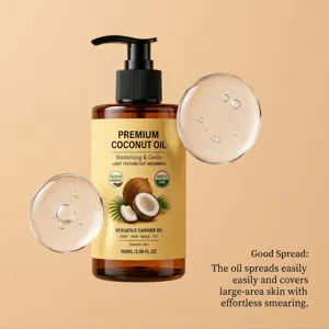 Multipurpose natural coconut oil for hair, skin, and nail care, providing lightweight deep hydration.