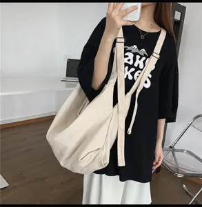 Casual canvas schoudertas voor dames, grote capaciteit minimalistische shopper voor dagelijks.