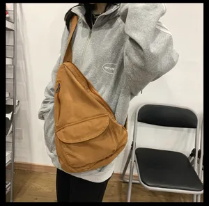 Sac bandouillere en toile pour femmes et hommes, grande capacite sac de poitrine.