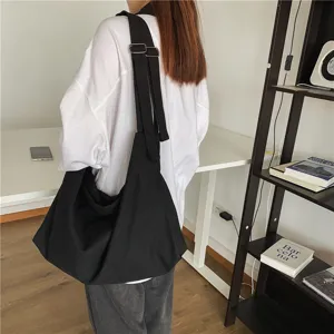 Zwarte canvas schoudertas vrouwen grote capaciteit casual hobo tote bag voor dagelijks