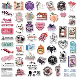 50pcs bookish sticker pack waterproof reading themed vinyl decals for laptop water bottle decor