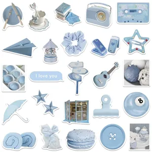 Aesthetic blue sticker pack waterproof vinyl stickers for laptop suitcase journal