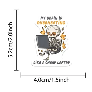Sticker pour ordinateur portable squelette dessin anime etanche vinyle pour decoration