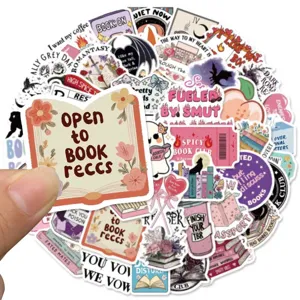 50pcs book reading aesthetic waterproof vinyl stickers for laptop and water bottle