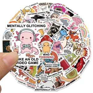 50pcs Autocollants Cartoon Panne Mentale Imperméable Ordinateur Portable Valise Drôle
