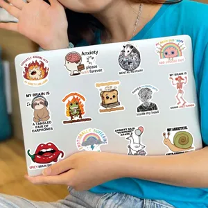 Lot d'autocollants drôles imperméables sur le thème de l'humour pour ordinateur portable.