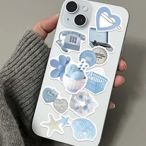 Light blue aesthetic stickers pack cute waterproof decorative decals for phone case laptop