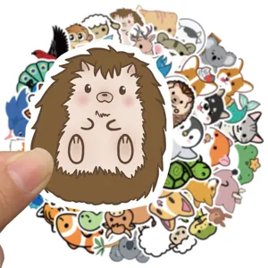 Cute cartoon animal stickers pack, waterproof vinyl decals for laptop, helmet and DIY crafts.