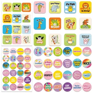School teacher reward stickers cartoon motivational labels for DIY handbook phone decoration sheets.