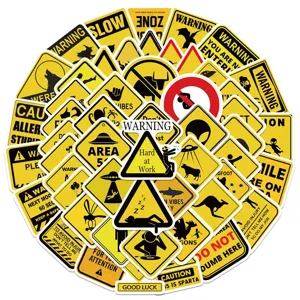 53Pcs Funny Warning Signs Stickers Waterproof Decals for Luggage Car Helmet DIY Toys