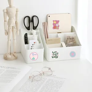 Organizer da scrivania bianco multi-scomparto elegante scatola portaoggetti per cancelleria
