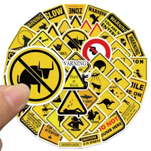 53pcs funny warning sign stickers waterproof vinyl decal for luggage laptop helmet diy