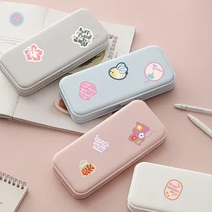 Astuccio estetico carino kawaii scatola di cancelleria con adesivi di citazioni positive