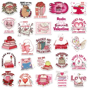 50pcs Valentine Bookish Stickers Waterproof Vinyl Decals for Laptop Luggage Water Bottle Cute