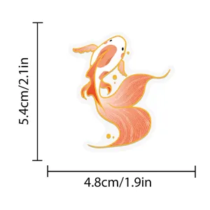 Autocollant étanche en PET poisson koi, décalcomanie dorée créative pour tasse de téléphone.