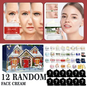 Descubre la caja sorpresa de crema facial navideña EELHOE con 24 productos de cuidado variados.