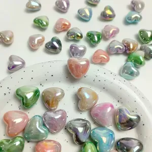 Acrylic Heart Beads Colorful Double Color Gradient DIY Phone Chain Bracelet Jewelry Accessories