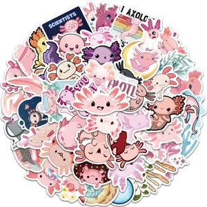 Cute cartoon axolotl waterproof vinyl stickers pack for laptop and luggage decoration items