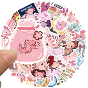 50pcs cute cartoon axolotl waterproof stickers for laptop suitcase DIY craft decoration