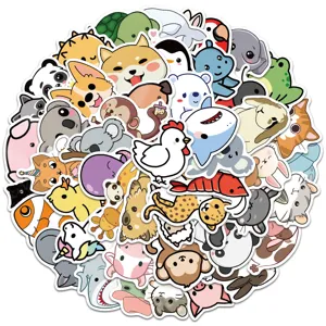 50pcs cute cartoon animal stickers waterproof vinyl decals for laptop luggage water bottles