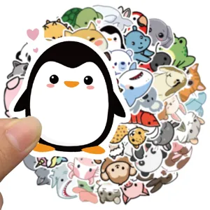 Cute cartoon animal stickers pack, waterproof vinyl decal for luggage, laptop and DIY crafts.