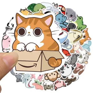 Cute cartoon animal stickers pack, waterproof PVC vinyl decals for laptop water bottle luggage.