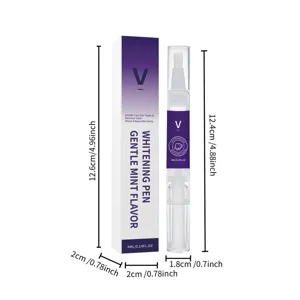 Detail view of the teeth whitening pen and packaging box with clear size dimensions.