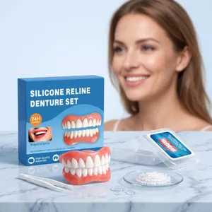 Silicone reline denture set for natural comfortable smile, easy daily dental care kit with teeth.