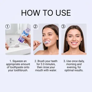 Dentifrice de soin frais violet nettoyage doux des taches de surface des dents goût rafraîchissant.