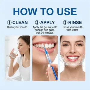 Vue détaillée montrant les instructions étape par étape pour utiliser le gel nettoyant.