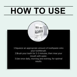 Graphique détaillé des instructions de dentifrice montrant le guide de brossage pour les soins.