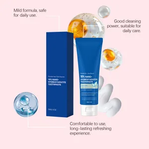 Dentifrice 10% nano-hydroxyapatite sans fluor pour soin bucco-quotidien et haleine fraîche.