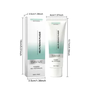 Dentifrice en gel blanchissant 50g avec boîte compacte pour soins bucco-dentaires quotidiens.