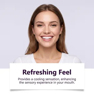 Mousse nettoyante pour les dents violette pour haleine fraîche et soin blanchissant doux.